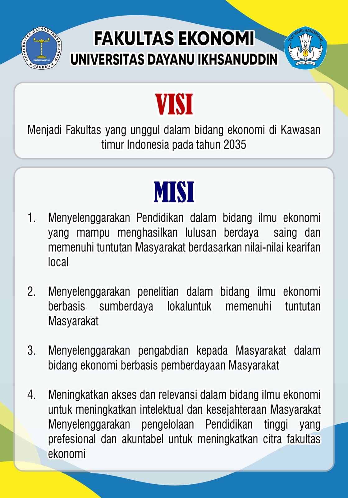 Visi dan Misi Fakultas Ekonomi Universitas Dayanu Ikhsanuddiin