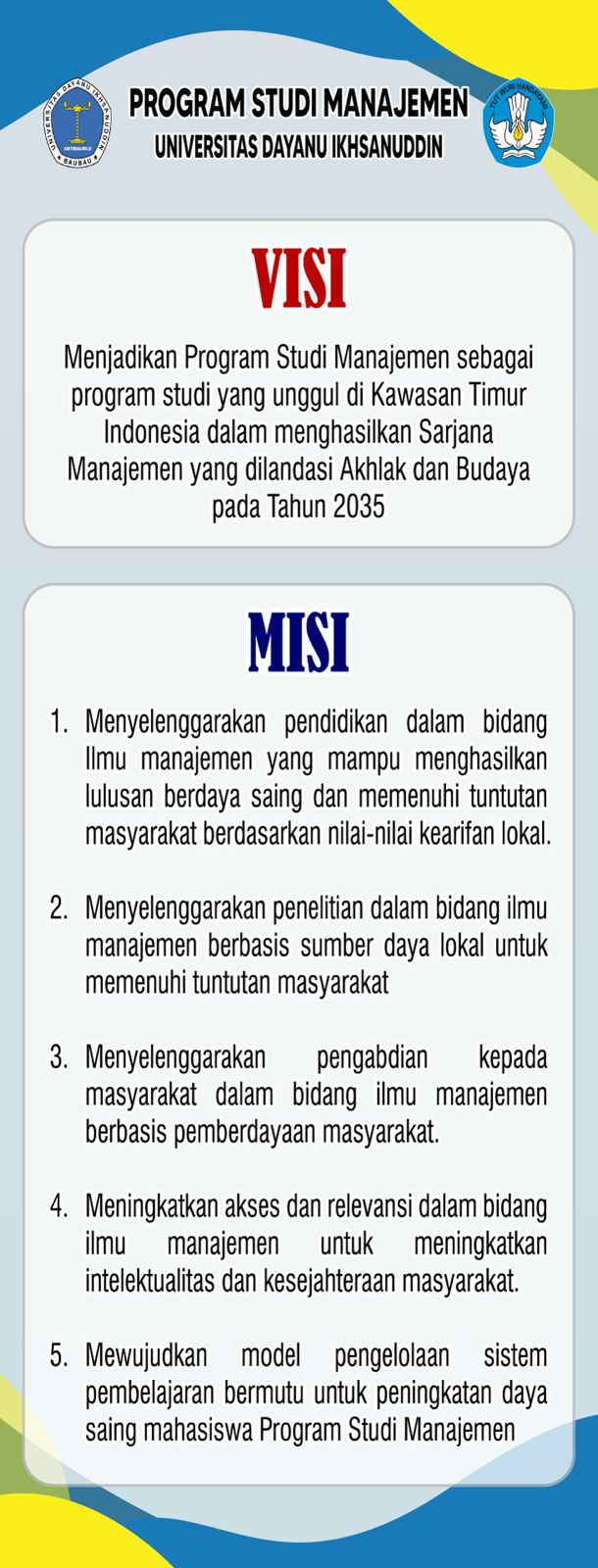Visi dan Misi Program Studi Manajemen Universitas Dayanu Ikhsanuddin
