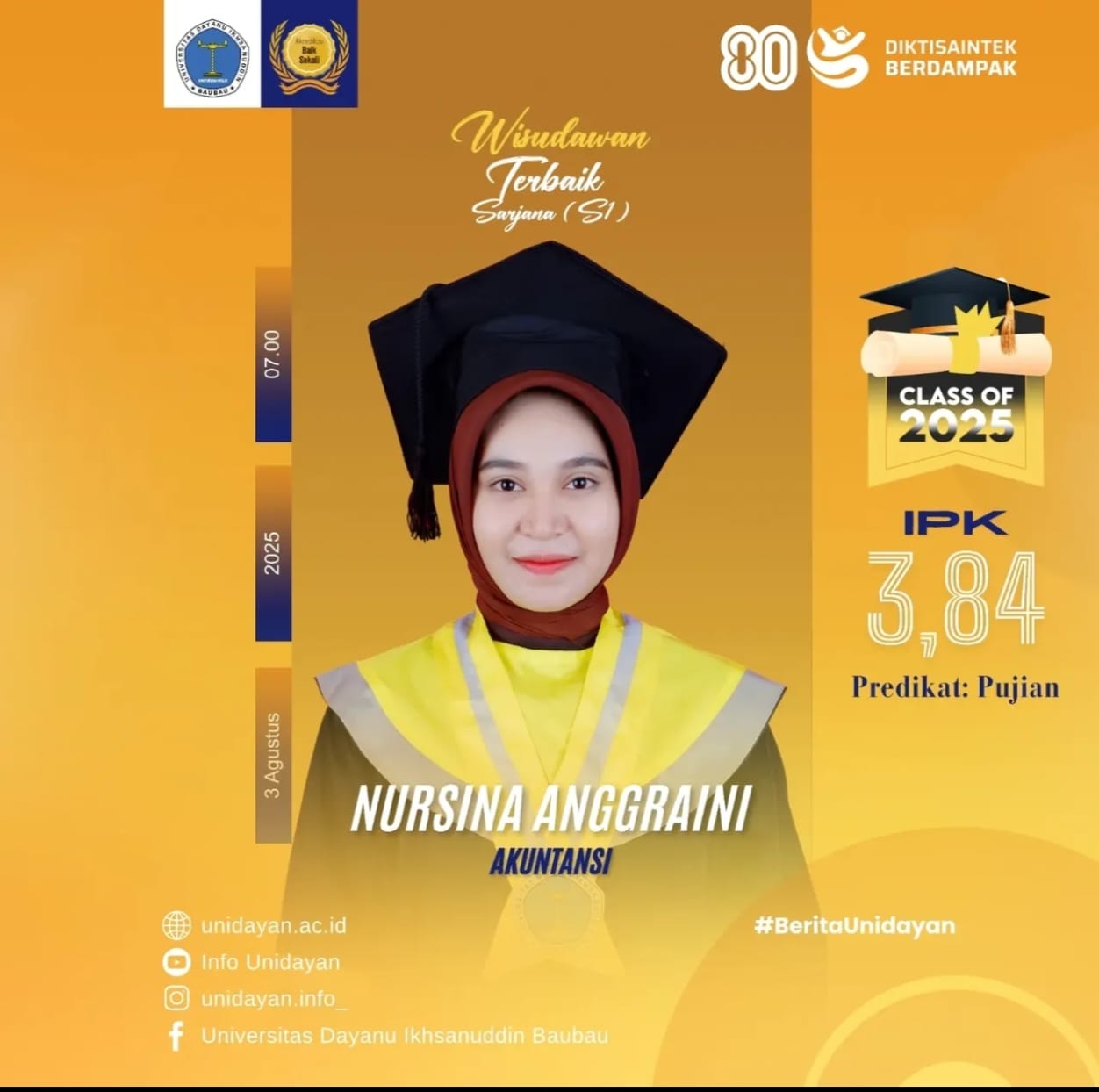 Nursina Anggraini Named Best Accounting Graduate with a GPA of 3.84