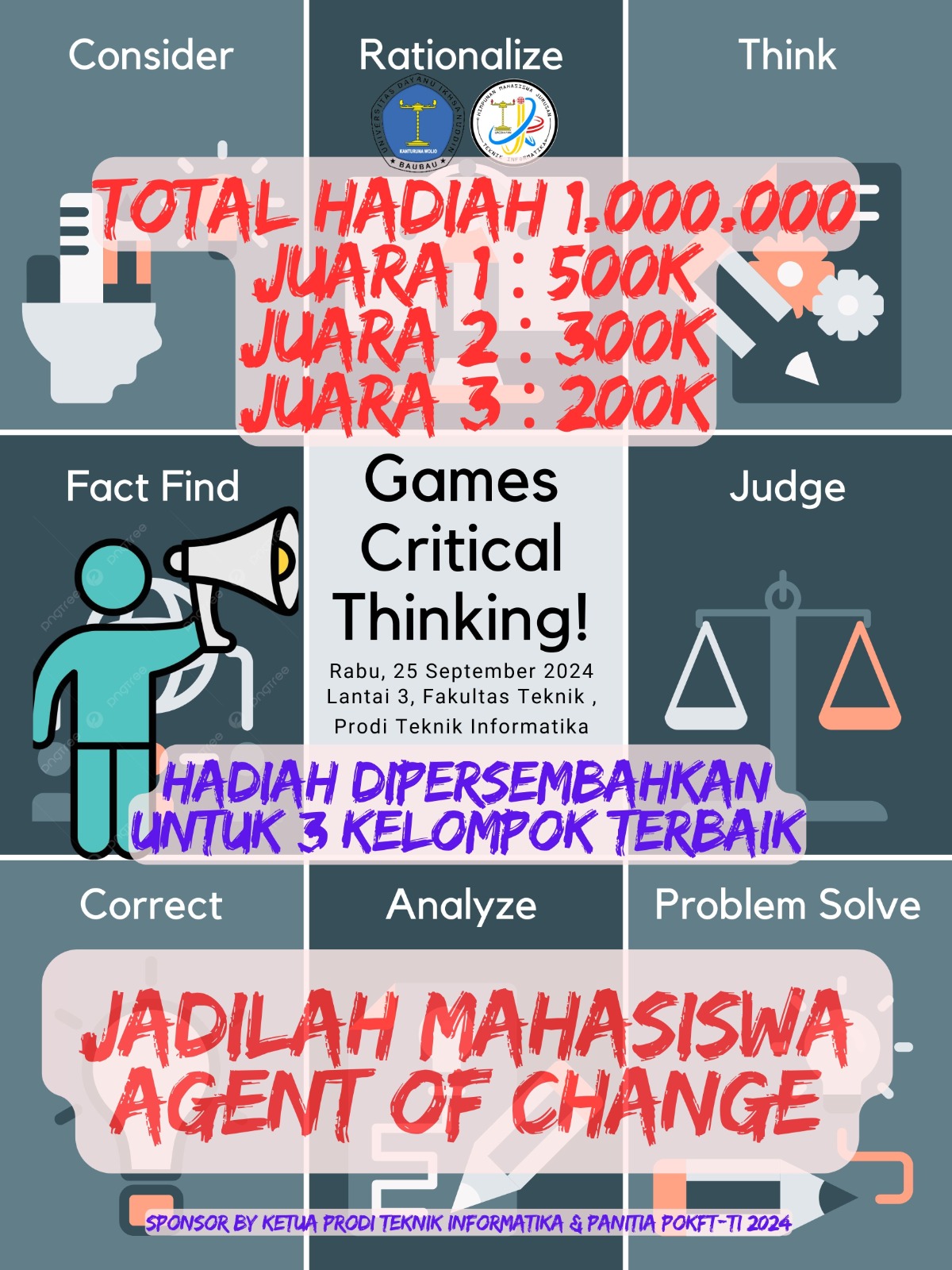 GAMES CRITICAL THINKING : WAHANA SERU MAHASISWA BARU TEKNIK INFORMATIKA UNIDAYAN MENJADI AGENT OF CHANGE DI ERA DIGITAL