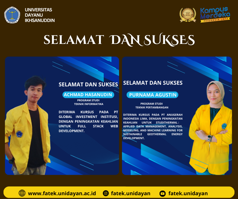 DUA MAHASISWA FAKULTAS TEKNIK RAIH PRESTASI DI PROGRAM MBKM MSIB ANGKATAN 7 : LANGKAH BESAR MENUJU KARIER GEMILANG DI BIDANG TEKNOLOGI DAN PERTAMBANGAN