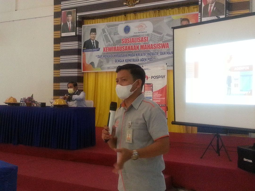 Sosialisasi Kewirausahaan Mahasiswa dengan Tema Siap Menjadi Wirausaha Muda Kreatif, Inovatif dan Mandiri dengan Kemitraan Agen Pos.