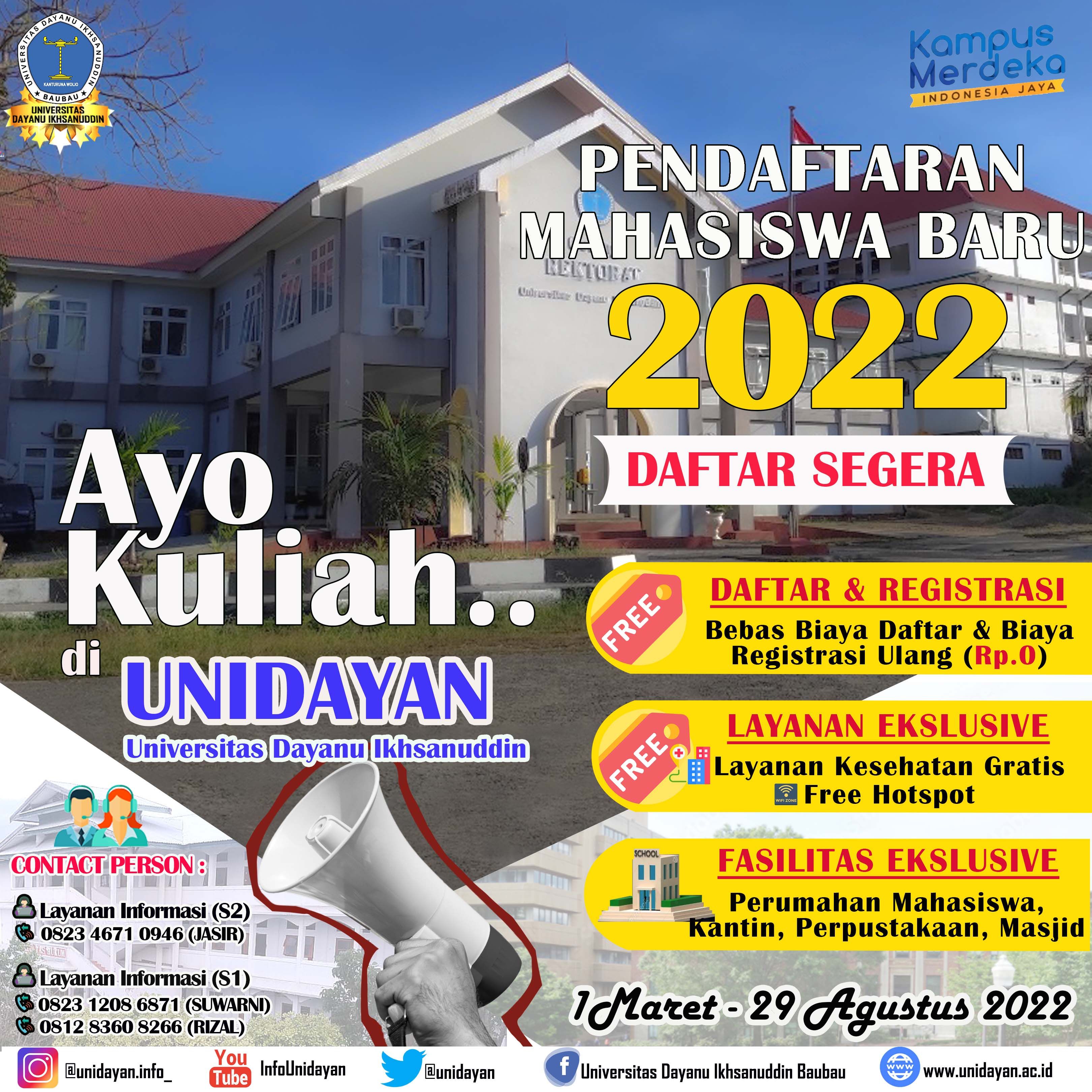 Pendaftaran Mahasiswa Baru di Buka Awal Maret Tahun 2022