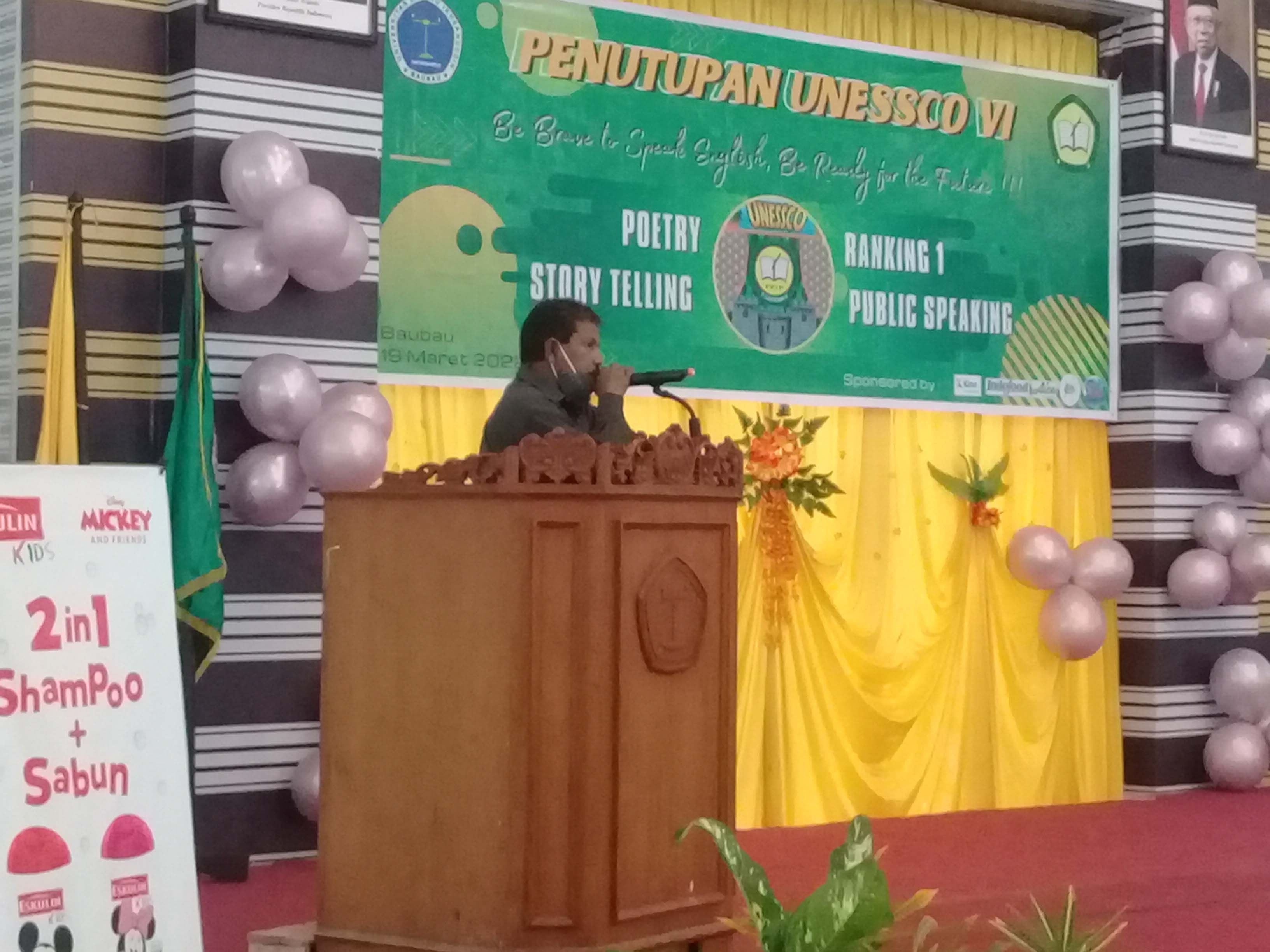 Penutupan UNESCO VI Program Studi Pend. Bahasa Inggris Unidayan, Senin, 19 Maret 2022 Di Gedung Baruga La Ode Malim Unidayan.