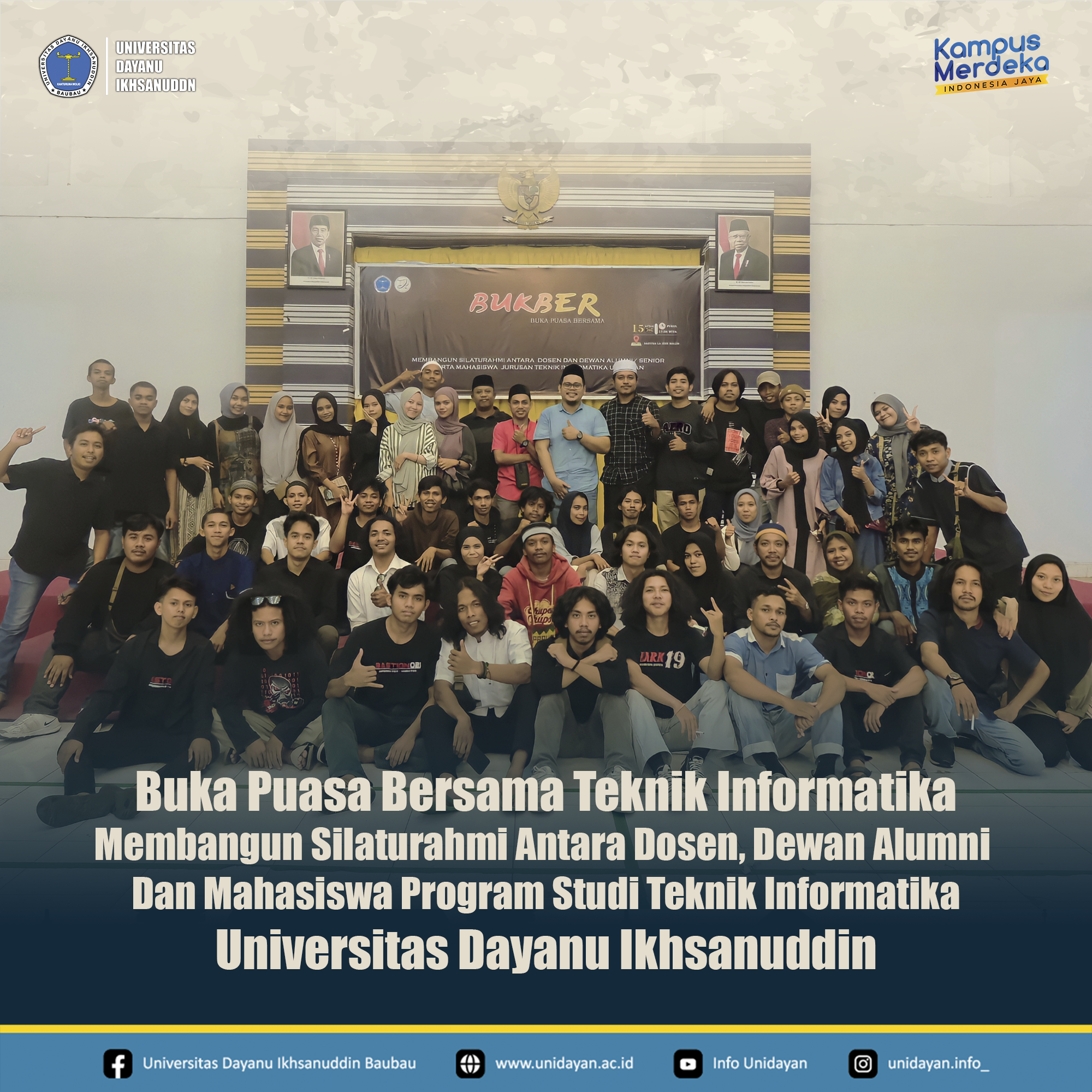 Pada hari Sabtu, 15 April 2023, Program Studi Teknik Informatika sukses mengadakan acara "Buka Puasa Bersama" di Baruga La Ode Malim.