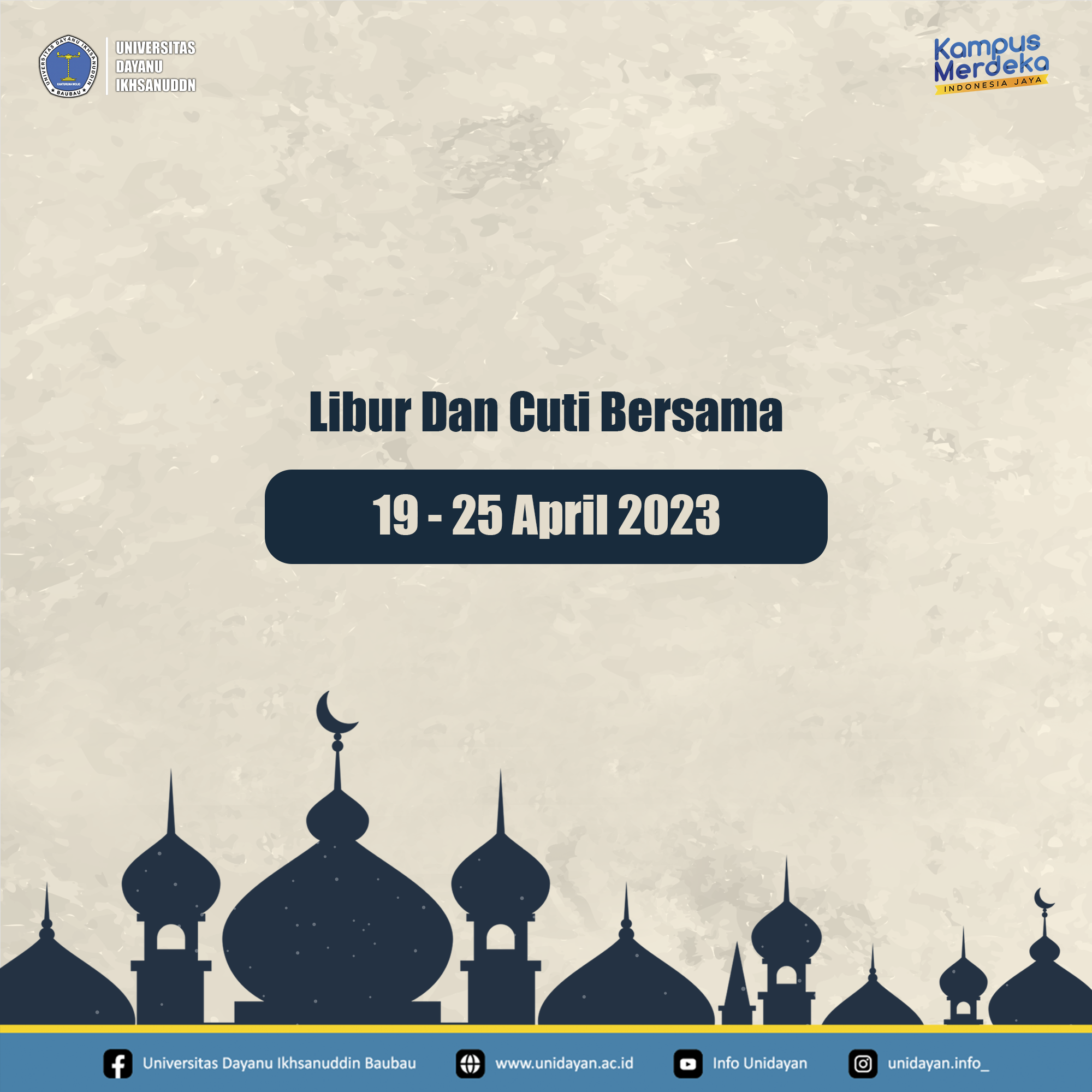 Libur dan Cuti Bersama menyambut Hari Raya Idul Fitri 1 Syawal 1444 H