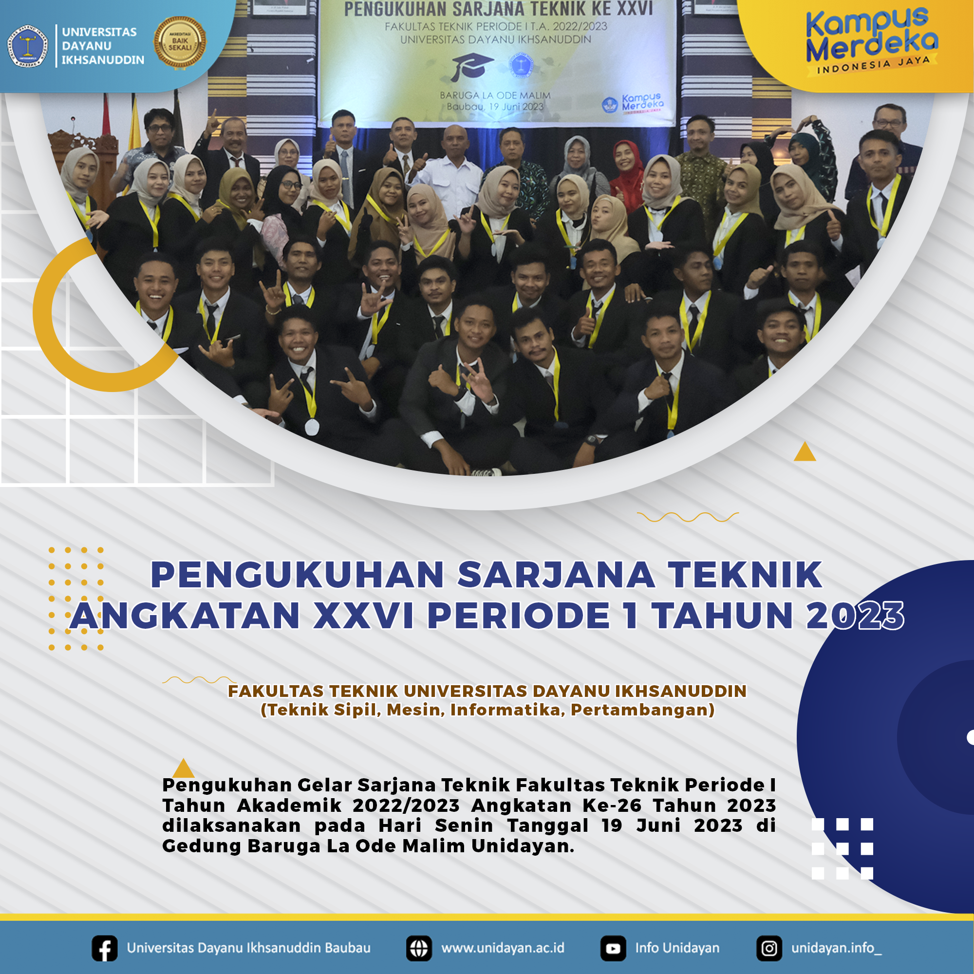 Dekan Fakultas Teknik Unidayan Mengukuhan 137 Mahasiswa sebagai Sarjana Teknik