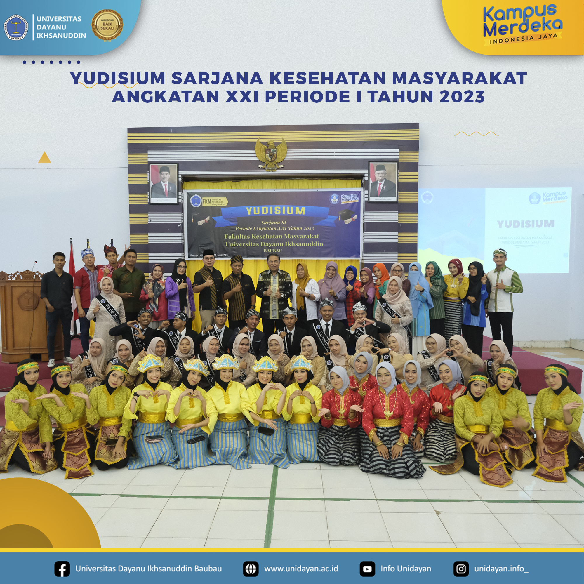 Fakultas Kesehatan Masyarakat (FKM) Unidayan merayakan momen bersejarah dengan menggelar acara kelulusan bagi 23 sarjana Kesehatan Masyarakat (SKM) Angkatan XXI