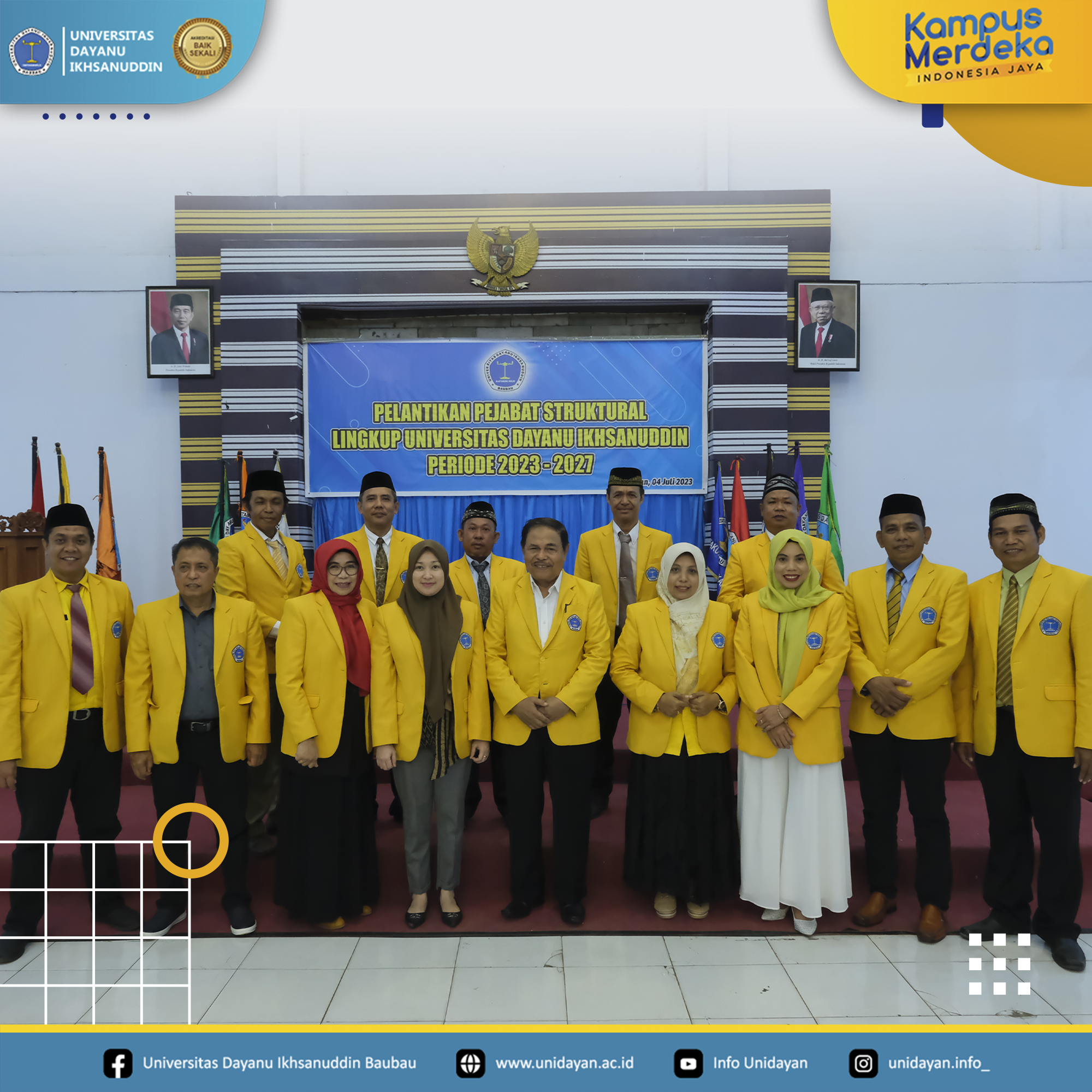 Rektor Universitas Dayanu Ikhsanuddin, Ir.L.M. Sjamsul Qamar, M.T., IPU., Melantik 14 Pejabat Struktural Lingkup Universitas untuk Periode 2023-2027.