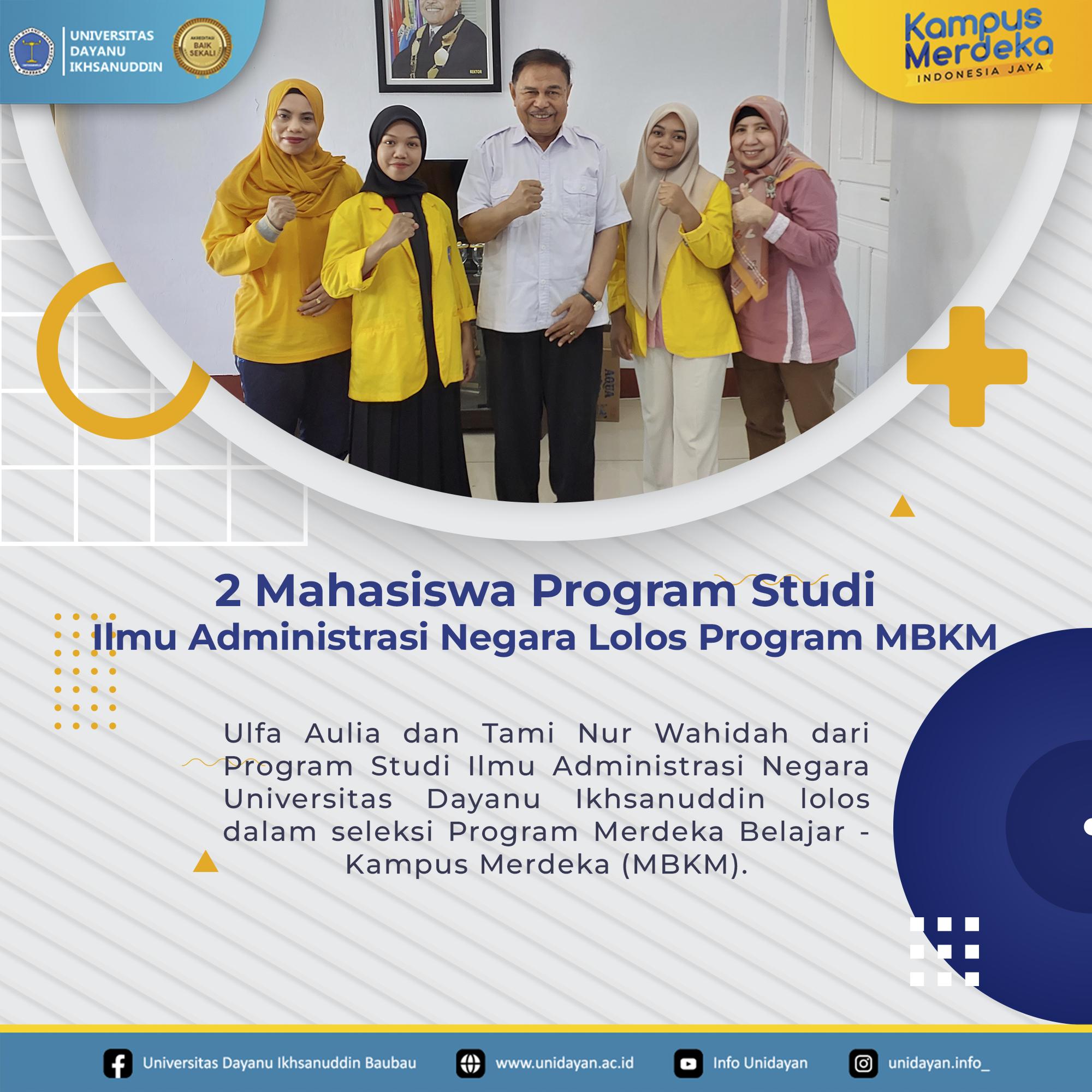 2 Mahasiswa Program Studi Ilmu Administrasi Negara Lolos Program MBKM