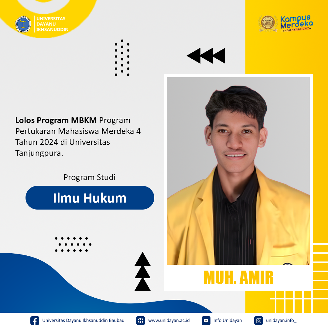 Muh. Amir, Mahasiswa Ilmu Hukum Terpilih Mengikuti Program Pertukaran Mahasiswa Merdeka di Universitas Tanjungpura, Pontianak