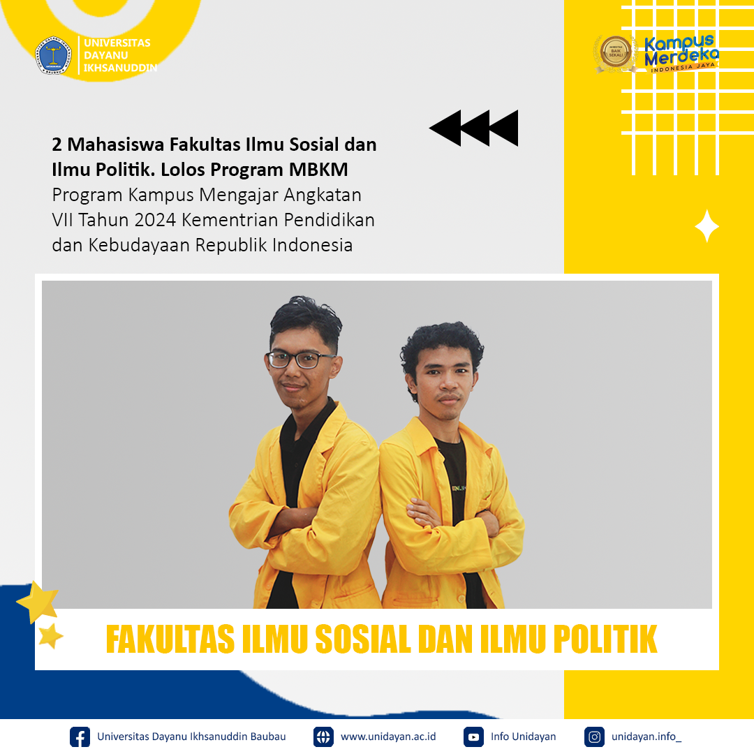 Yayan Sabril dan Aldi Surya Wahyudi, Mahasiswa Sosiologi FISIP Unidayan, Sukses Lolos Seleksi Program Kampus Mengajar Angkatan 7 Tahun 2024