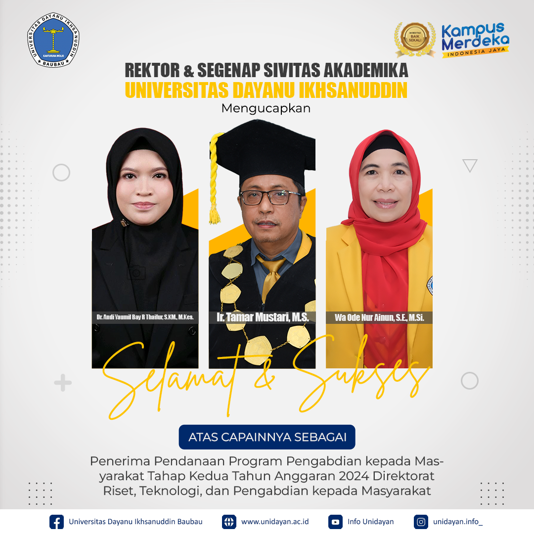 Rektor Unidayan Ir.LM. Sjamsul Qamar, M.T., IPU., Apresiasi Pencapaian Tim Pengabdian Masyarakat sebagai Penerima Pendanaan Program Pengabdian Kepada Masyarakat