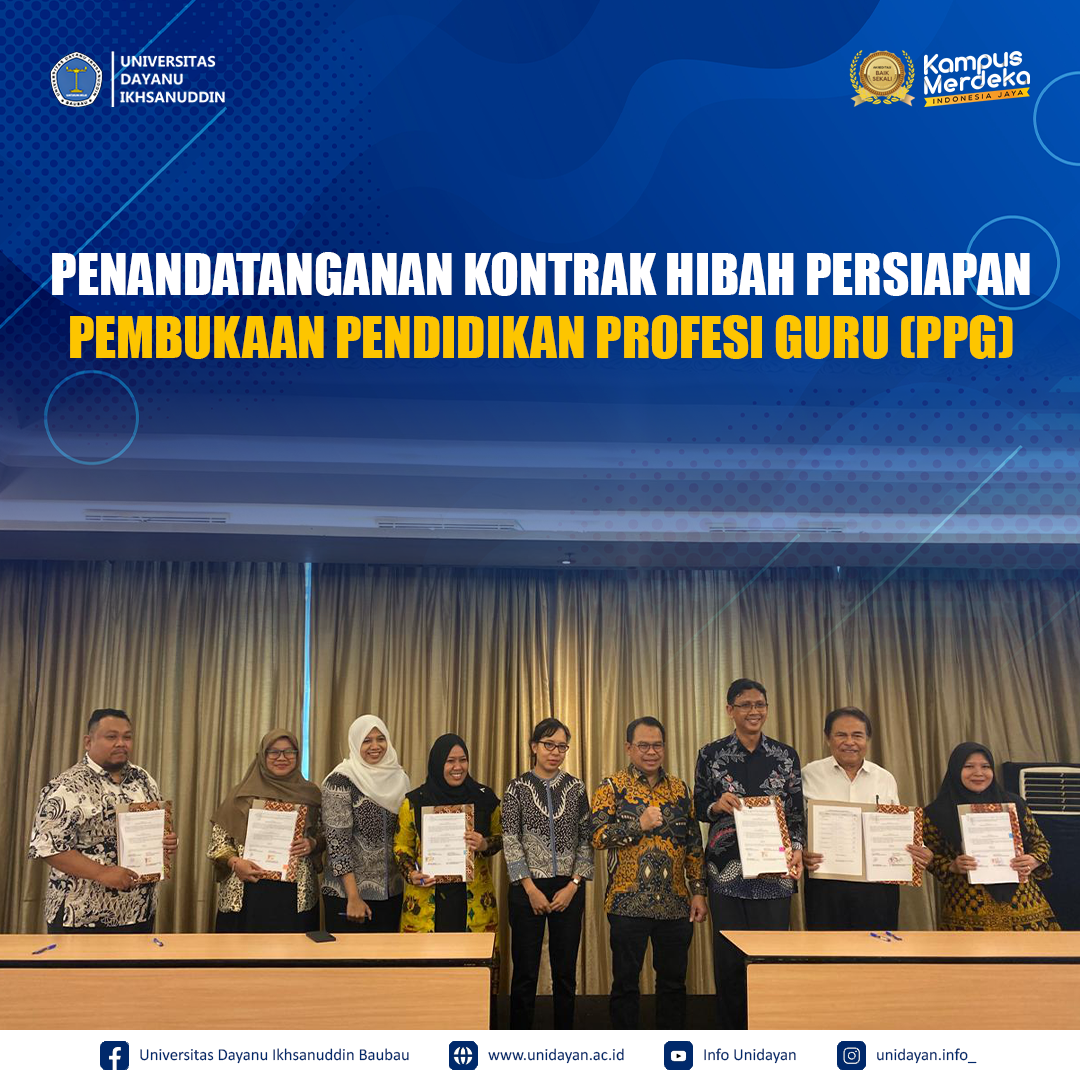 REKTOR UNIDAYAN, Ir. LM. SJAMSUL QAMAR, M.T., IPU., MENANDATANGANI KONTRAK PROGRAM PENDANAAN REVITALISASI LEMBAGA PENDIDIKAN TENAGA KEPENDIDIKAN (LPTK) 2024