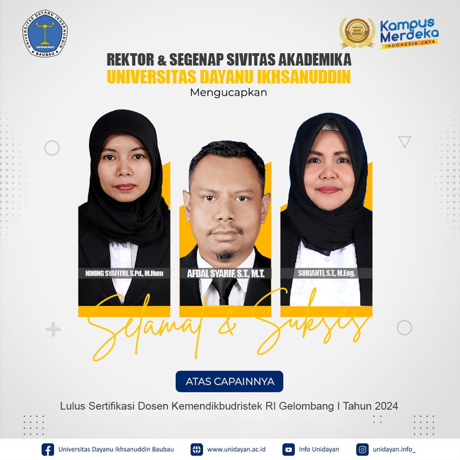 5 DOSEN UNIDAYAN LULUS SERTIFIKASI KEMENDIKBUDRISTEK RI, REKTOR BERI UCAPAN SELAMAT.