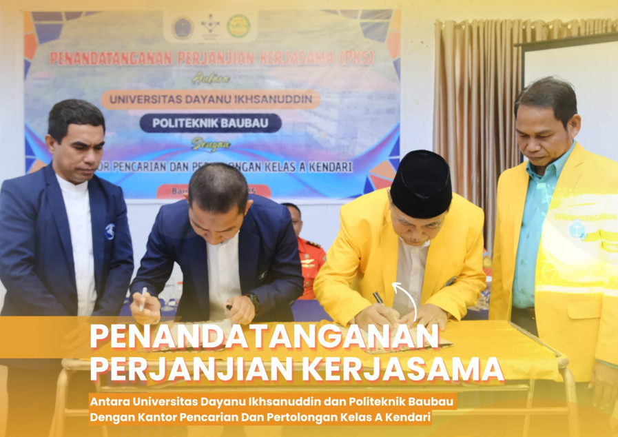 SINERGI LINTAS INSTITUSI UNTUK PENDIDIKAN DAN KESELAMATAN: UNIDAYAN, POLITEKNIK BAUBAU, DAN BASARNAS KENDARI MELAKSANAKAN PENANDATANGANAN MOU