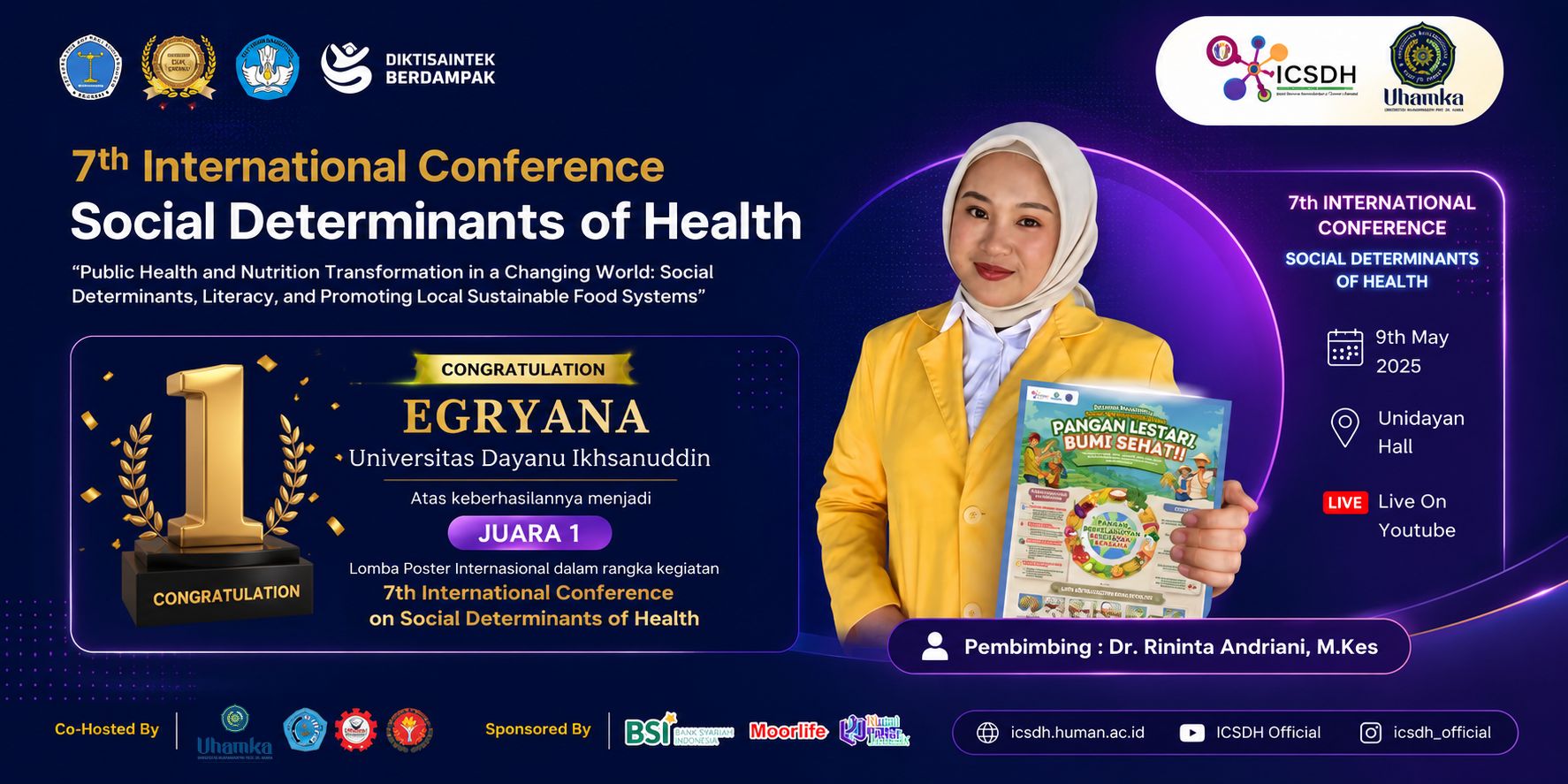 MAHASISWA FKM UNIVERSITAS DAYANU IKHSANUDDIN RAIH JUARA 1 LOMBA POSTER SEMINAR INTERNASIONAL